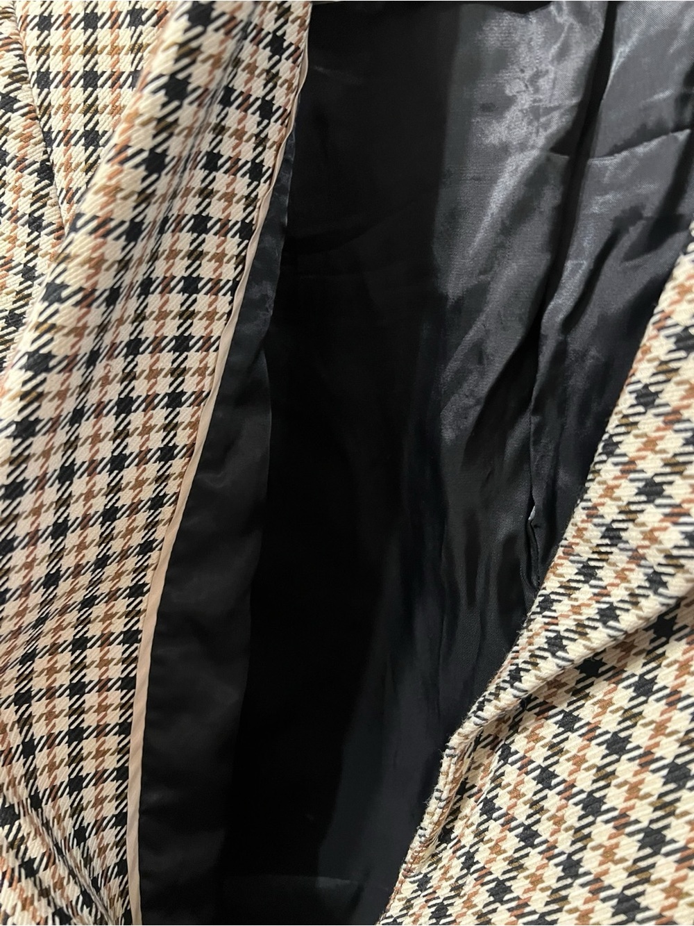 Zara Plaid Blazer Jacket Houndstooth Neutral Tailored – Size Small - Picture 4 of 4